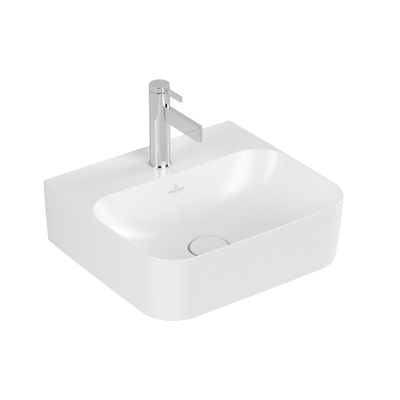 Villeroy & Boch Finion fontein 1 kraangat 43x39cm ceramic+ zonder overloop stone white