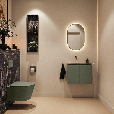 MONDIAZ TURE-DLUX 60cm toiletmeubel Army. EDEN wastafel Lava positie links. Zonder kraangat.