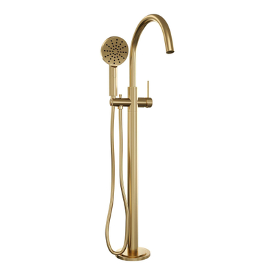 Brauer Gold Carving Staande Badkraan - handdouche rond 3 standen - 2 carving knoppen - PVD - geborsteld goud