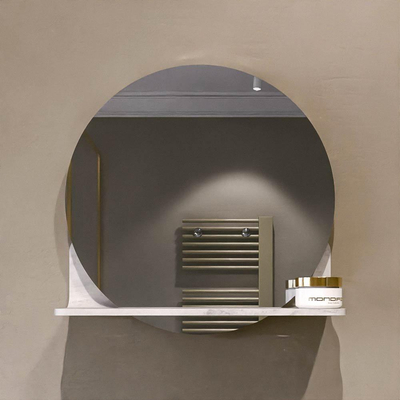 Mondiaz SPOT Badkamerspiegel - rond 40cm - spiegelplanchet - kleur Opalo