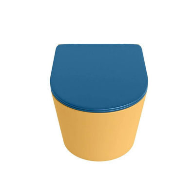 MONDIAZ LAVIE wandclosetpack - 36x53cm - diepspoel - rimless - Ocher (geel) - softclose - quick-release - toiletzitting - Jeans (blauw)