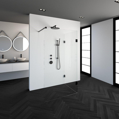 BRAUER Create Inloopdouche - reversed - 90x110cm - profielloos - antikalk - 8mm veiligheidsglas - antraciet mat