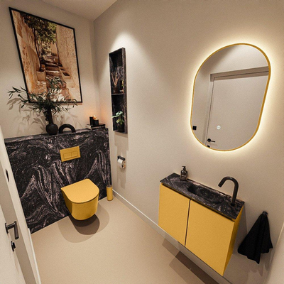 MONDIAZ TURE-DLUX 60cm toiletmeubel Ocher. EDEN wastafel Lava positie rechts. Met 1 kraangat.
