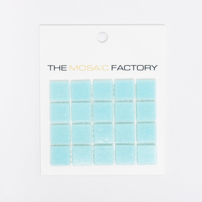 SAMPLE The Mosaic Factory Amsterdam mozaïektegel 2x2x0.4cm voor wand en vloer voor binnen en buiten vierkant Glas Ultra Licht Blauw