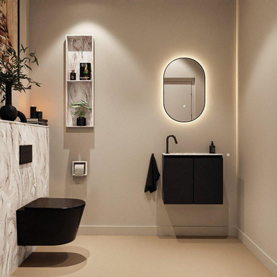 MONDIAZ TURE-DLUX 60cm toiletmeubel Urban. EDEN wastafel Glace positie links. Met 1 kraangat.
