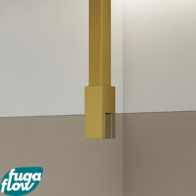 FugaFlow Eccelente Vetro inloopdouche badkamer - 30x200cm - rookglas - plafondarm - geborsteld messing