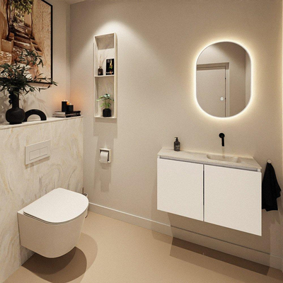 MONDIAZ TURE-DLUX 80cm toiletmeubel Talc. EDEN wastafel Ostra positie rechts. Zonder kraangat.