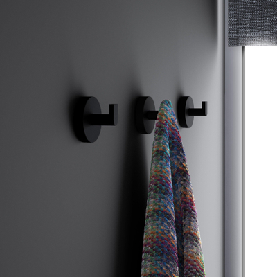 Clou Flat handdoekhaak 4.8x4.8cm 2 stuks Zwart mat