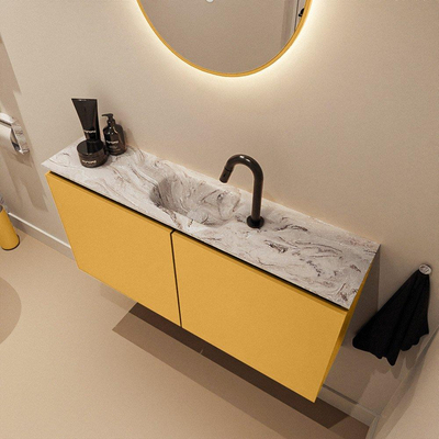 MONDIAZ TURE-DLUX 100cm toiletmeubel Ocher. EDEN wastafel Glace positie midden. Met 1 kraangat.