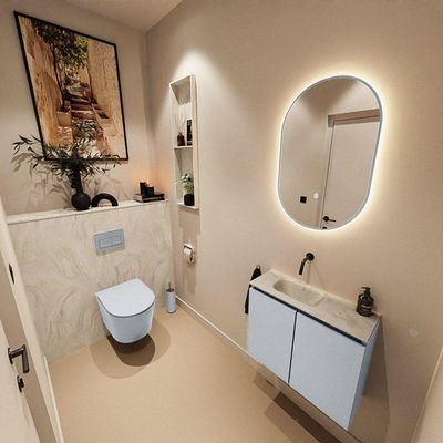 MONDIAZ TURE-DLUX 60cm toiletmeubel Clay. EDEN wastafel Ostra positie links. Zonder kraangat.