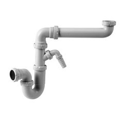 Riko Sifon ruimtebesparend met machineaansluiting 1 1/2" x 40 mm kunstof wit