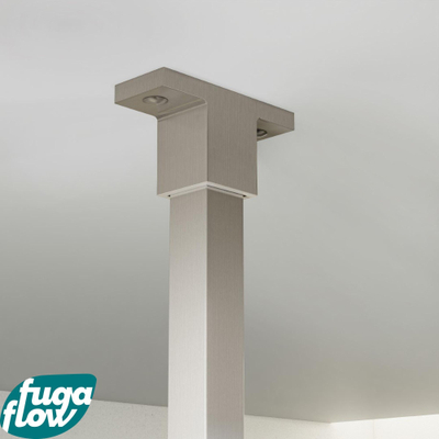 FugaFlow Eccelente Vetro inloopdouche badkamer - 40x200cm - rookglas - plafondarm - geborsteld RVS