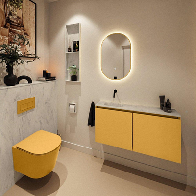 MONDIAZ TURE-DLUX 100cm toiletmeubel Ocher. EDEN wastafel Opalo positie links. Zonder kraangat.