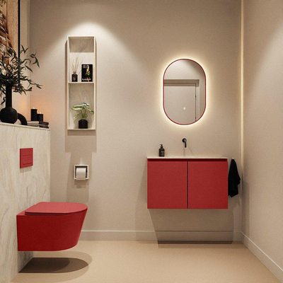 MONDIAZ TURE-DLUX 80cm toiletmeubel Fire. EDEN wastafel Ostra positie midden. Zonder kraangat.