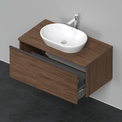 Duravit D-Neo wastafelonderkast 100x45.9x55cm 1 lade Noten (donker) Mat