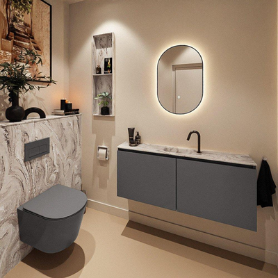 MONDIAZ TURE-DLUX 120cm toiletmeubel Dark Grey. EDEN wastafel Glace positie midden. Met 1 kraangat.