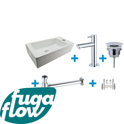 FugaFlow Eccelente Sobrado Badkamer Fonteinset - rechts - 1 kraangat - fonteinkraan chroom - wit
