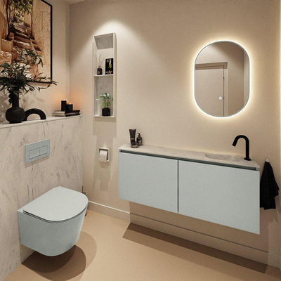 MONDIAZ TURE-DLUX 120cm toiletmeubel Greey. EDEN wastafel Opalo positie rechts. Met 1 kraangat.