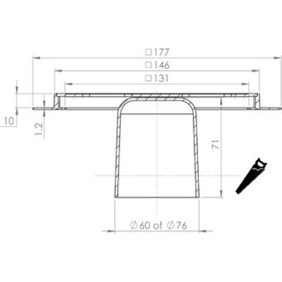 Aquaberg ABS kunststof renovatieput met RVS rooster incl. twee reukafsluiters 146x146mm inbouwhoogte 10mm