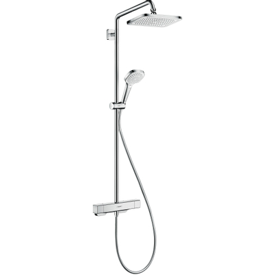 Hansgrohe Croma E280 showerpipe: met douchekraan thermostatisch m. 1jet hoofddouche EcoSmart m. 3jet handdouche multi en doucheslang 200cm chroom