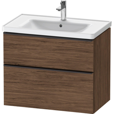 Duravit D-Neo wastafelonderkast 78.4x62.5x45.2cm 2 lades Noten (donker) Mat