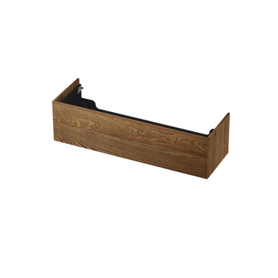 INK P2O Wastafelonderkast - 140x45x37.6cm - 1 lade - push 2 open - recht opdekfront - eiken Massief eiken chocolate