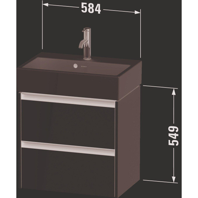 Duravit Ketho 2 wastafelonderbouwkast met 2 laden 58.4x39x54.9cm met grepen antraciet basalt mat