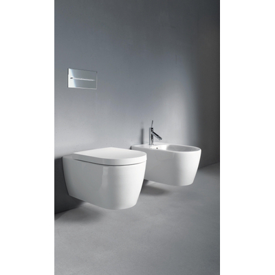 Duravit ME by Starck wandbidet 37x57cm met kraangat met overloop zonder wondergliss wit