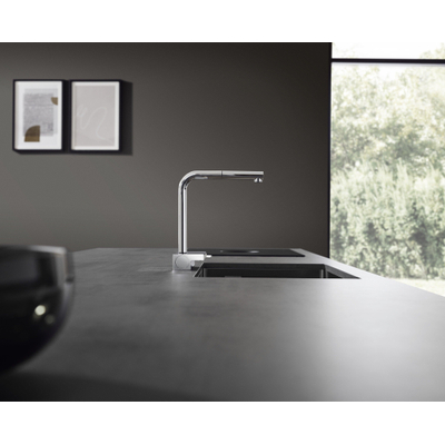 Hansgrohe Aquno Select M81 1-gats keukenkraan 250 2jet m. uittrekbare uitloop mat zwart