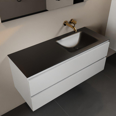 Mondiaz Aivy badmeubelset - 120x45x50cm - 0 kraangaten - 1 wasbak urban Solid surface - Rechts - 2 lades - Met spiegel - MDF Talc