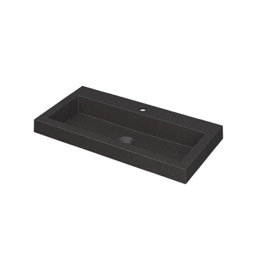 INK Dock wastafel - 80x40x6cm - 1 wasbak - 1 kraangat - Quartz zwart