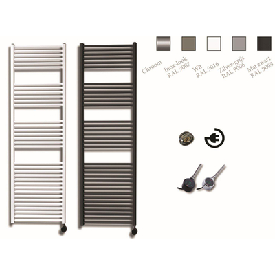 Sanicare Elektrische Design Radiator - 172x45 cm - 920 Watt - thermostaat chroom rechtsonder - zilver grijs