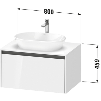 Duravit Ketho 2 wastafelonderbouwkast incl. consoleplaat met 1 lade 80x55x45.9cm met handgreep antraciet basalt mat