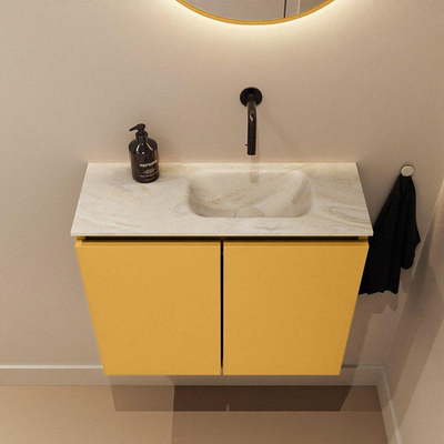 MONDIAZ TURE-DLUX 60cm toiletmeubel Ocher. EDEN wastafel Ostra positie rechts. Zonder kraangat.