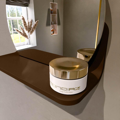 Mondiaz SPOT Badkamerspiegel - rond 30cm - spiegelplanchet - kleur Rust