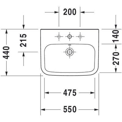 Duravit Durastyle wastafel 55x44cm 1 kraangat met overloop wit