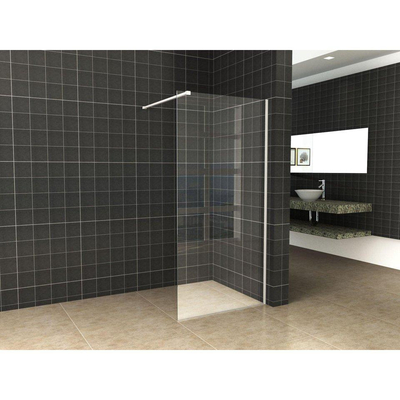 Wiesbaden Slim losse glaswand 85x200cm Helder glas 8mm met anti-kalk coating incl. profiel en stabilisatiestang wit SHOWROOMMODEL
