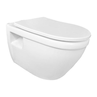 Nemo Go Flora toiletset 52x36x34cm zonder spoelrand wit met dunne softclose en takeoff zitting inclusief Geberit U320 inbouwreservoir