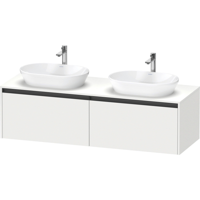 Duravit Ketho 2 wastafelonderbouwkast incl. consoleplaat met 2 laden voor dubbele waskommen 160x55x45.9cm met handgrepen antraciet wit mat