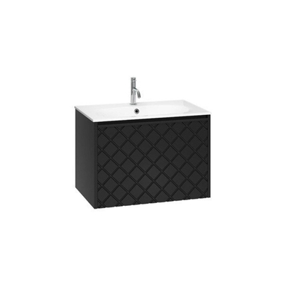 Crosswater Vergo Badkamermeubelset - 69.8x47.6x45.5cm - 1 cast mineral marble wasbak wit - 1 lade - mat zwart