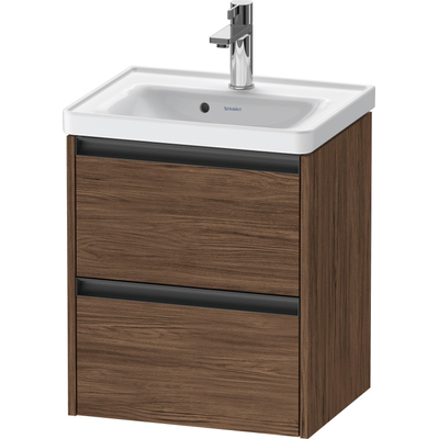 Duravit Ketho 2 wastafelonderbouwkast met 2 laden 48.4x37.5x54.9cm met grepen antraciet donker noten mat