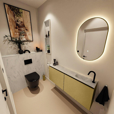 MONDIAZ TURE-DLUX 120cm toiletmeubel Oro. EDEN wastafel Opalo positie rechts. Met 1 kraangat.