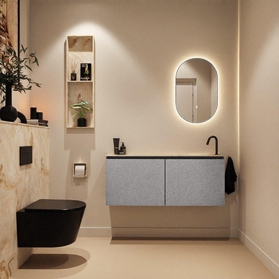 MONDIAZ TURE-DLUX 120cm toiletmeubel Plata. EDEN wastafel Frappe positie rechts. Met 1 kraangat.