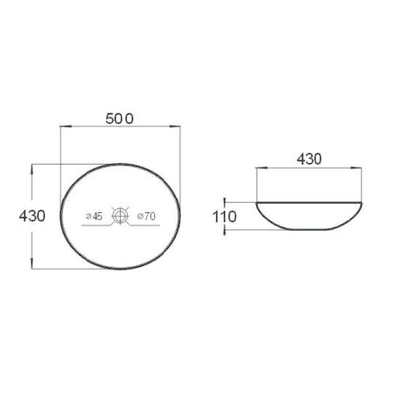 Best Design Class opbouw waskom 50x43x11cm wit porselein
