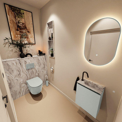 MONDIAZ TURE-DLUX 40cm toiletmeubel Greey. EDEN wastafel Glace positie rechts. Met 1 kraangat.