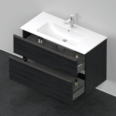 Duravit D-Neo wastafelonderkast 101x62.5x46.2cm 2 lades Eiken (zwart) Mat