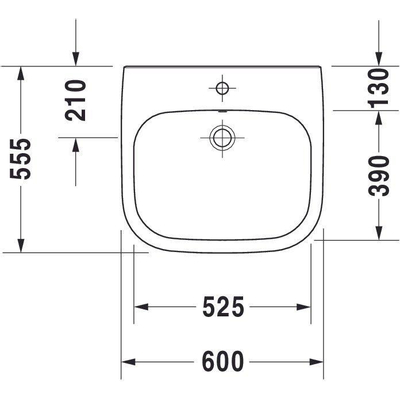 Duravit D Code Vital wastafel 60x55cm met kraangat en overloop wit