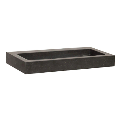 BRAUER Lava wastafel - 80x46x10cm - 1 wasbak - 0 kraangaten - natuursteen - basalt antraciet