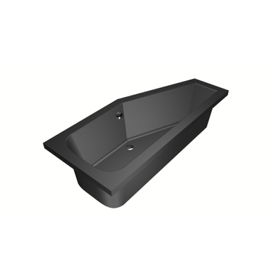 Xenz Lagoon compact ligbad - 170x75cm - met overloop - zonder afvoer - Hoekopstelling rechts - Acryl Ebony mat