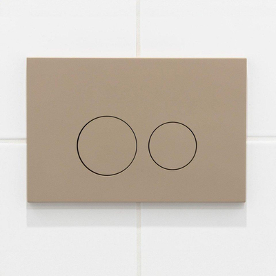 QeramiQ Dely Toiletset - 36.3x51.7cm - diepspoel - rimless - Geberit UP320 Burda inbouwreservoir - softclose toiletzitting - bedieningsplaat taupe - ronde knoppen - wit glans